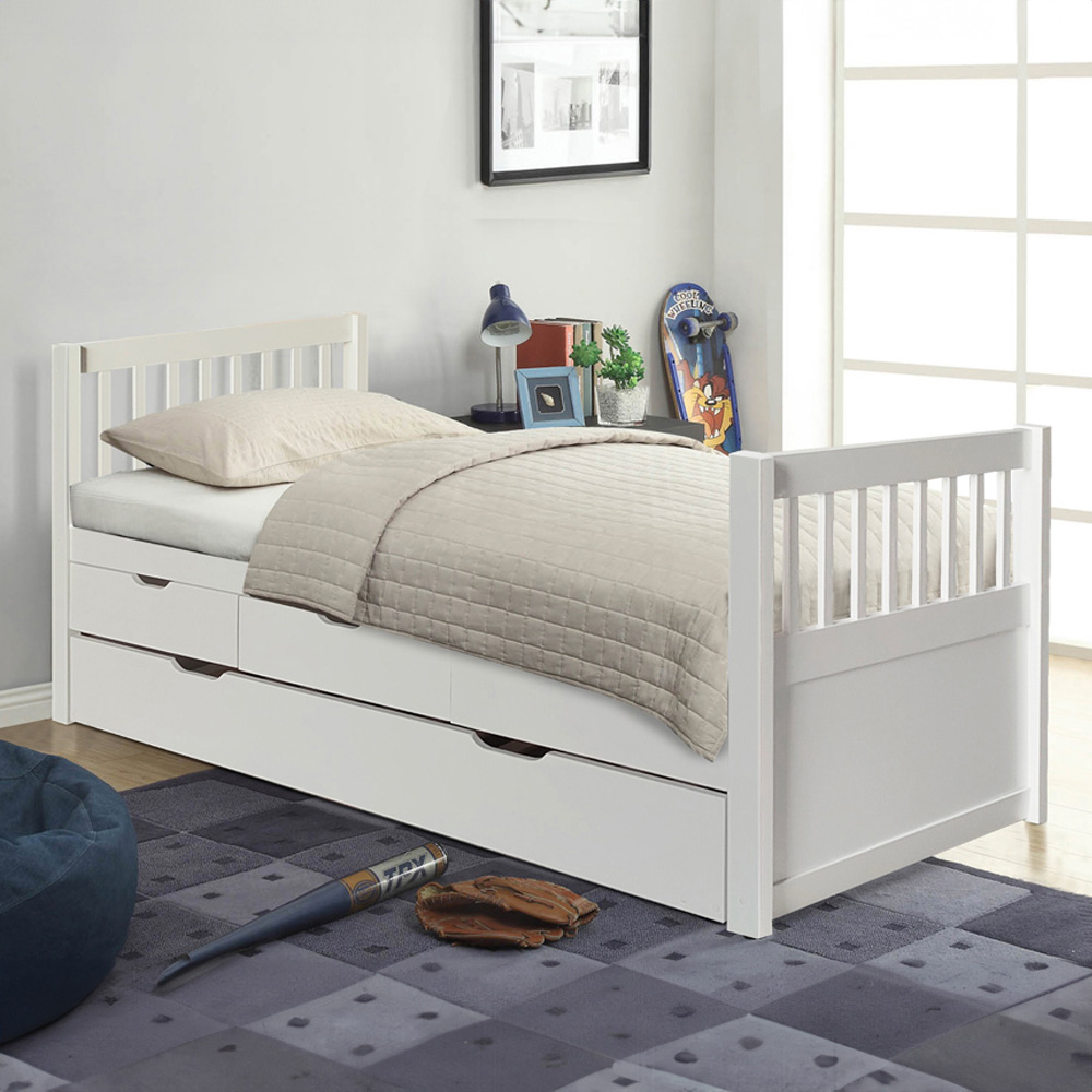 Brooklyn Single White Pine Cabin Bed with Trundle Image 1