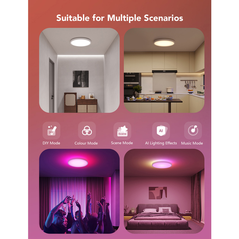 Govee 1S RGBWW and RGBIC Round Smart LED Ceiling Light 12 inch Image 8