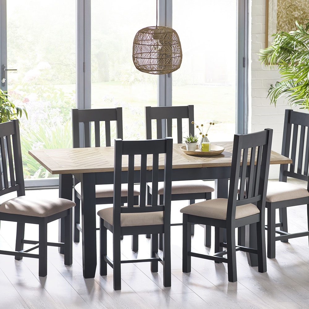 Julian Bowen Bordeaux 6 Seater Extending Dining Table Dark Grey Image 1