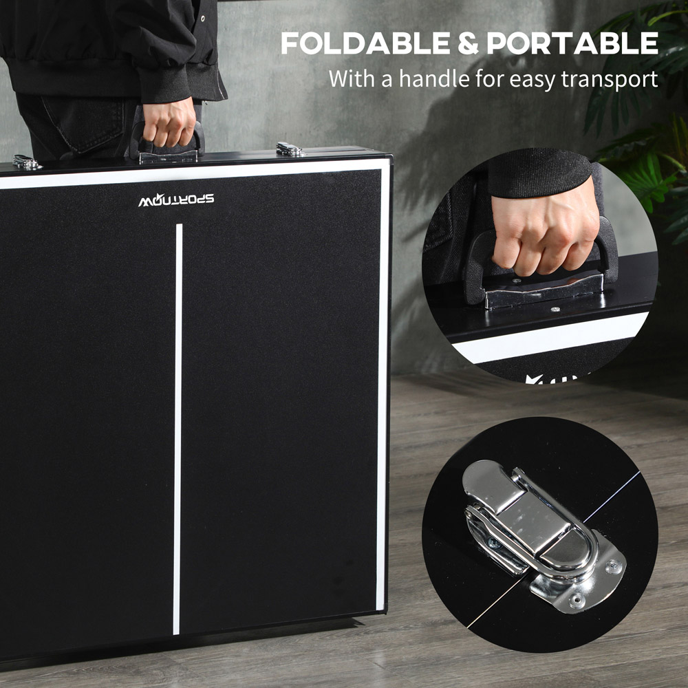SPORTNOW Black and White Foldable Tennis Table with Net Image 8