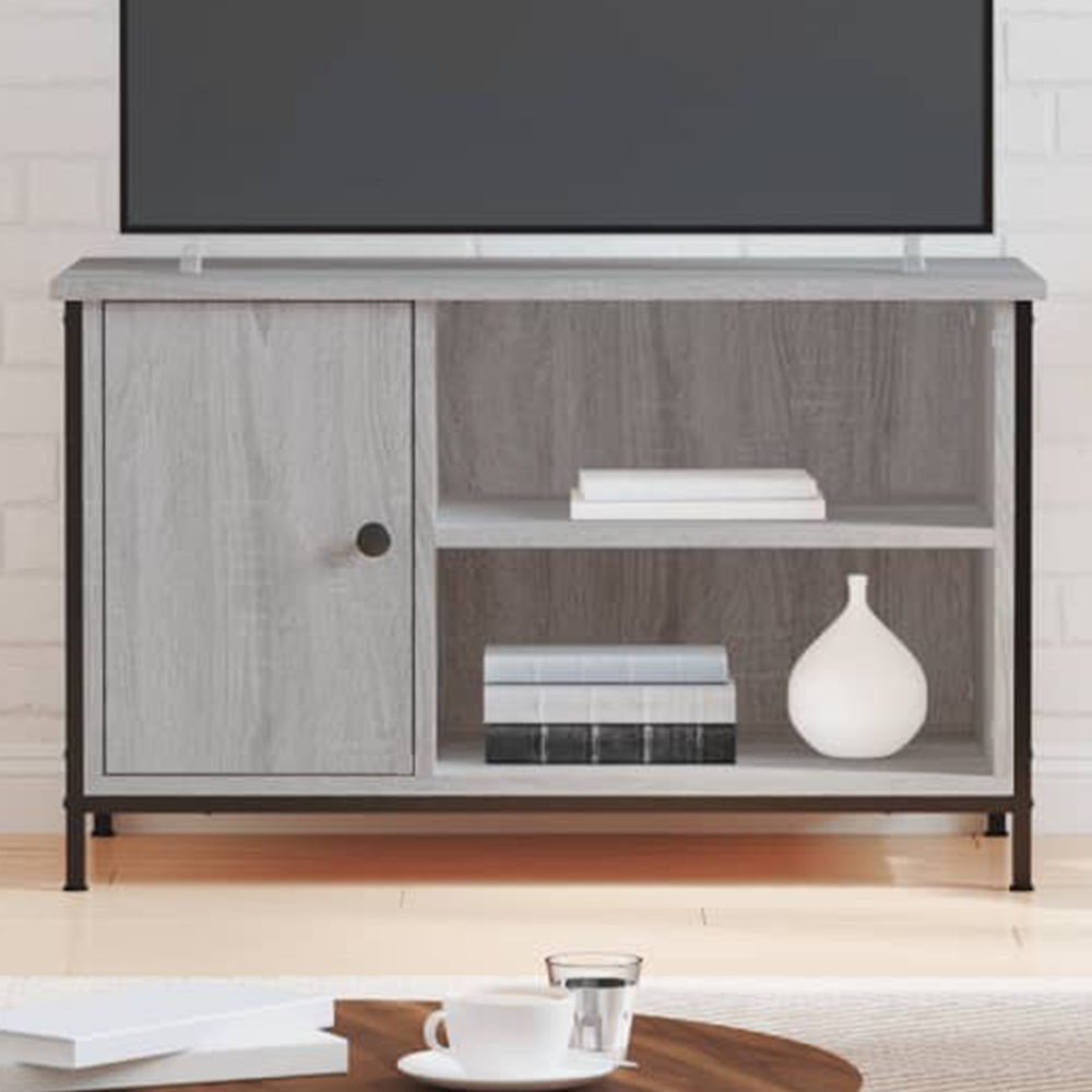 vidaXL Single Door 2 Shelf Grey Sonoma TV Cabinet Image 1