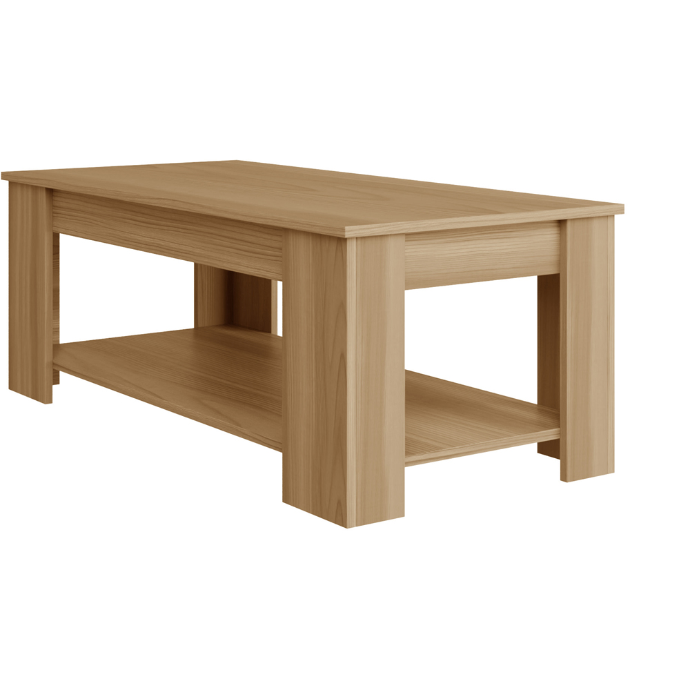 GFW Oak Wood Lift Up Coffee Table Image 2