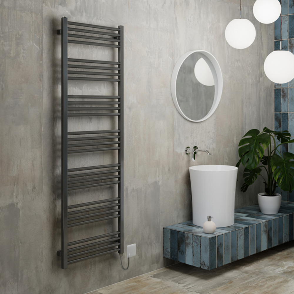 Terma Fiona E Sparkling Grey Electric Towel Rail 1620 x 500mm Image 2