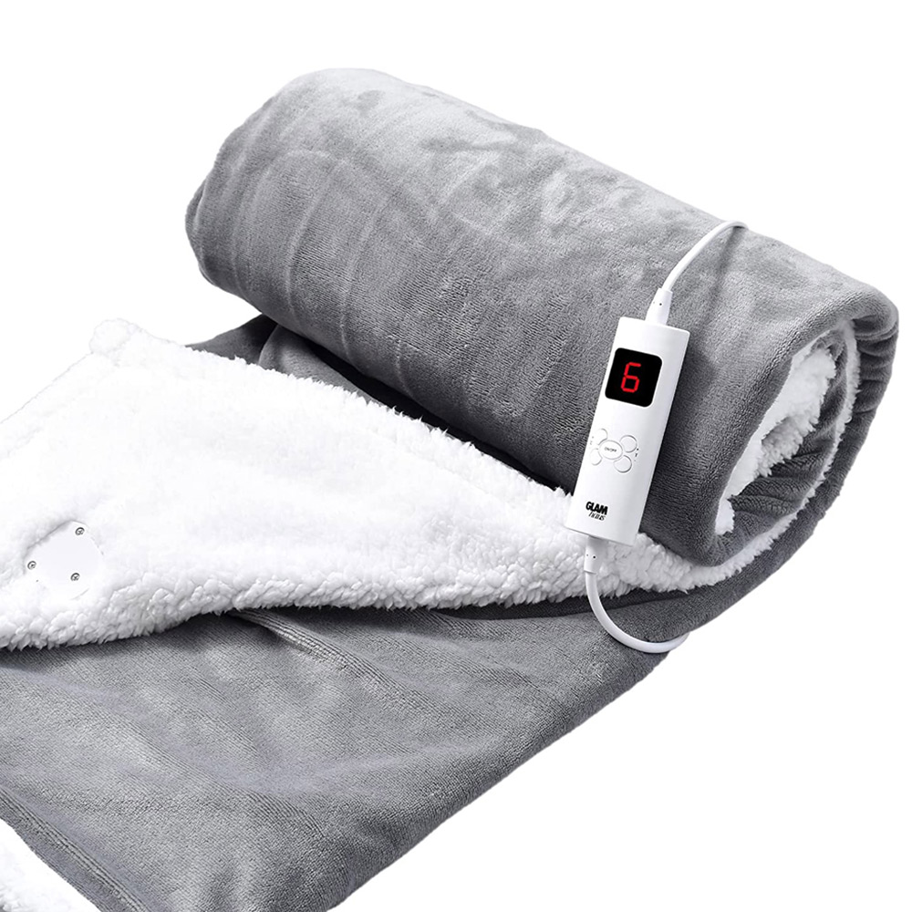 GlamHaus Grey Electric Heated Throw Blanket Image 3
