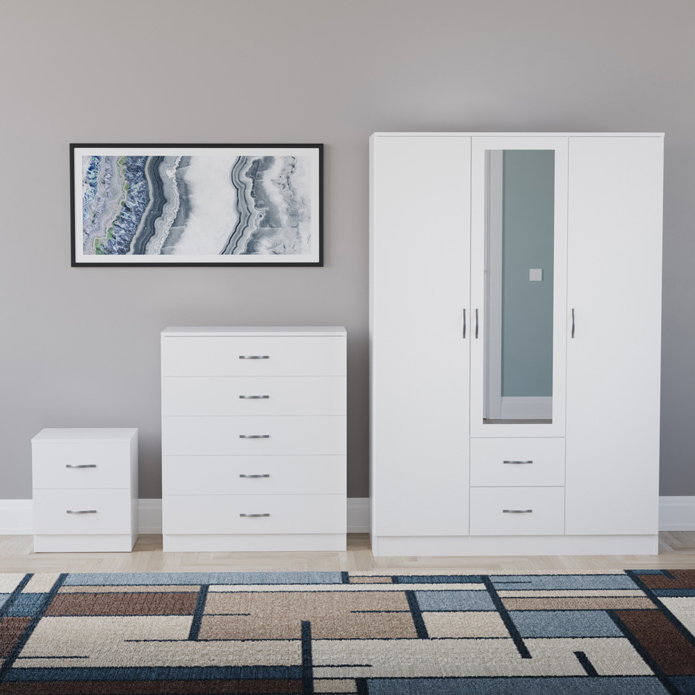 VIDA DESIGNS Riano White 3 Piece Bedroom Furniture Set Image 2