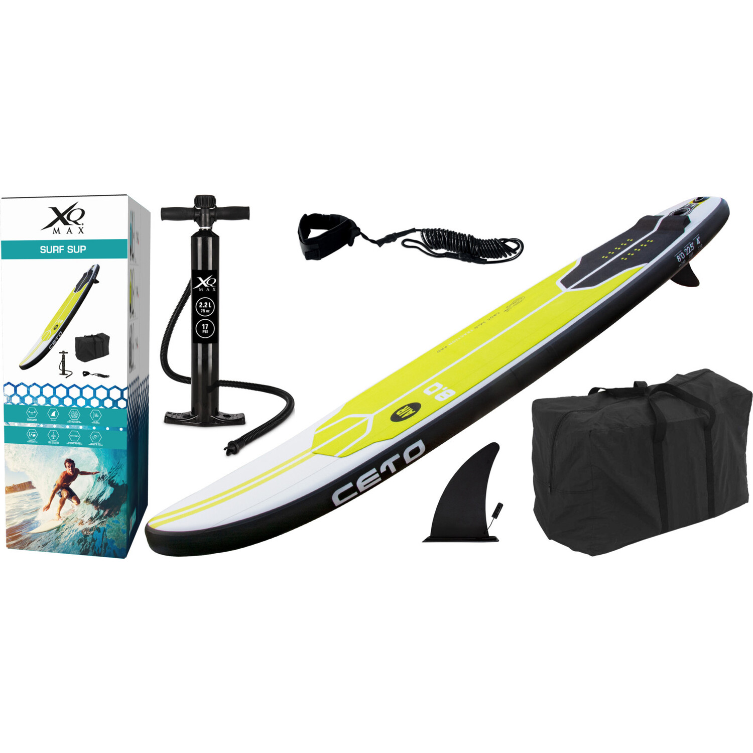 XQMAX 245 Surf Paddle Board - Lime Image 1