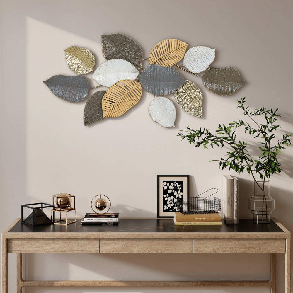 Portland Leaf Design Metal Wall Art 49 x 90.5cm Image 4