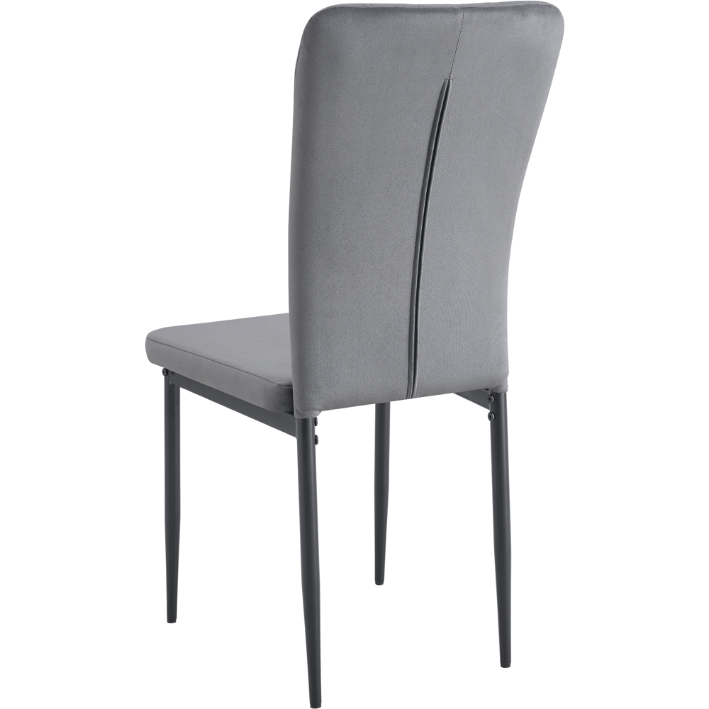 wilko Elle Set of 2 Dark Grey Velvet Effect Plush Padded Upholstered Dining Chair Image 5