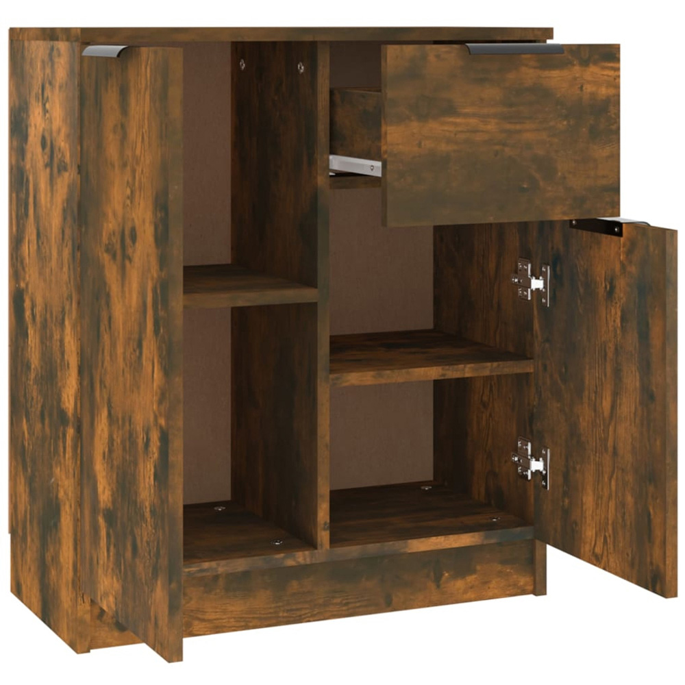 vidaXL 2 Door Single Drawer Smoked Oak Sideboard Set of 2 Image 8