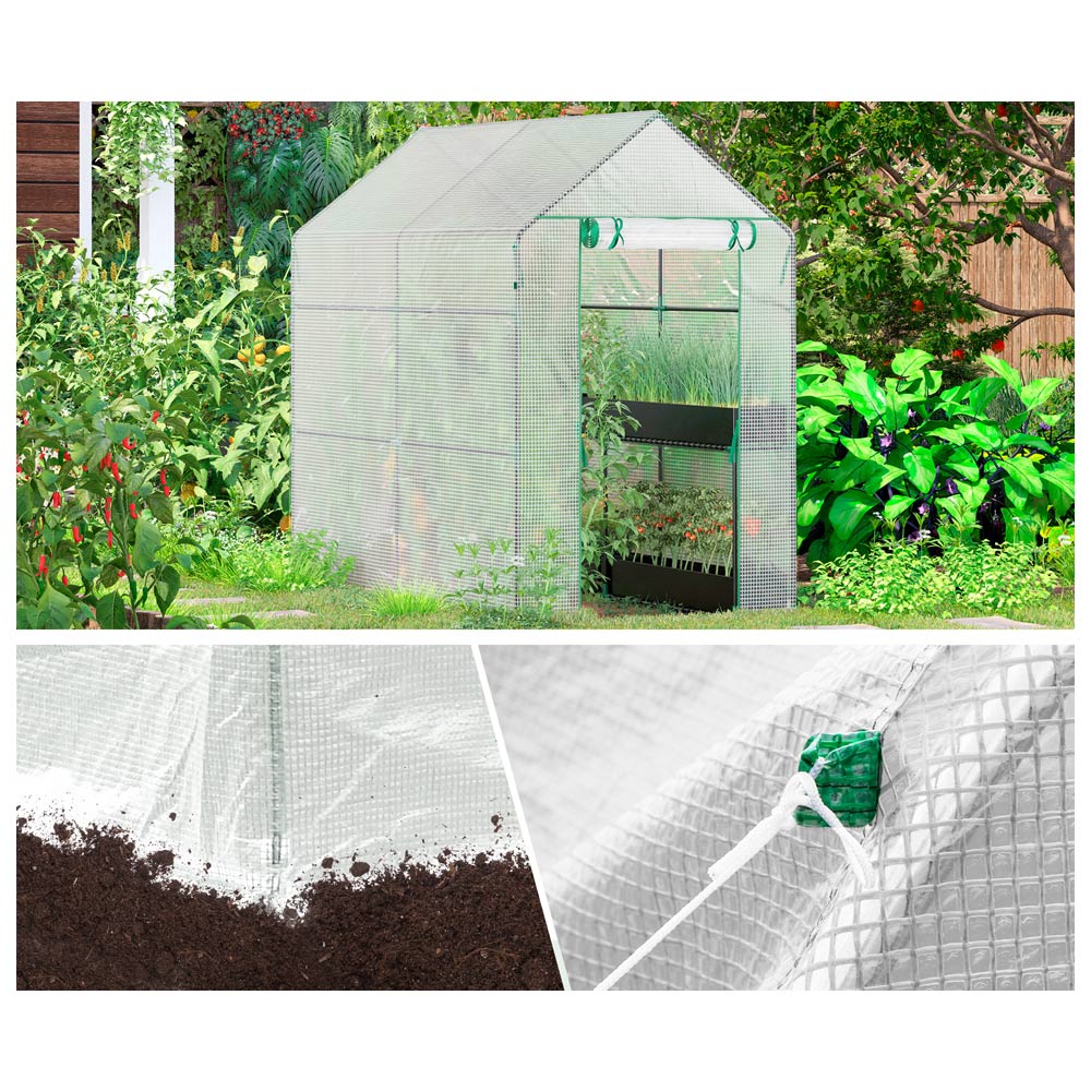 Outsunny White Plastic 6 x 4ft Walk-In Steeple Greenhouse Image 6