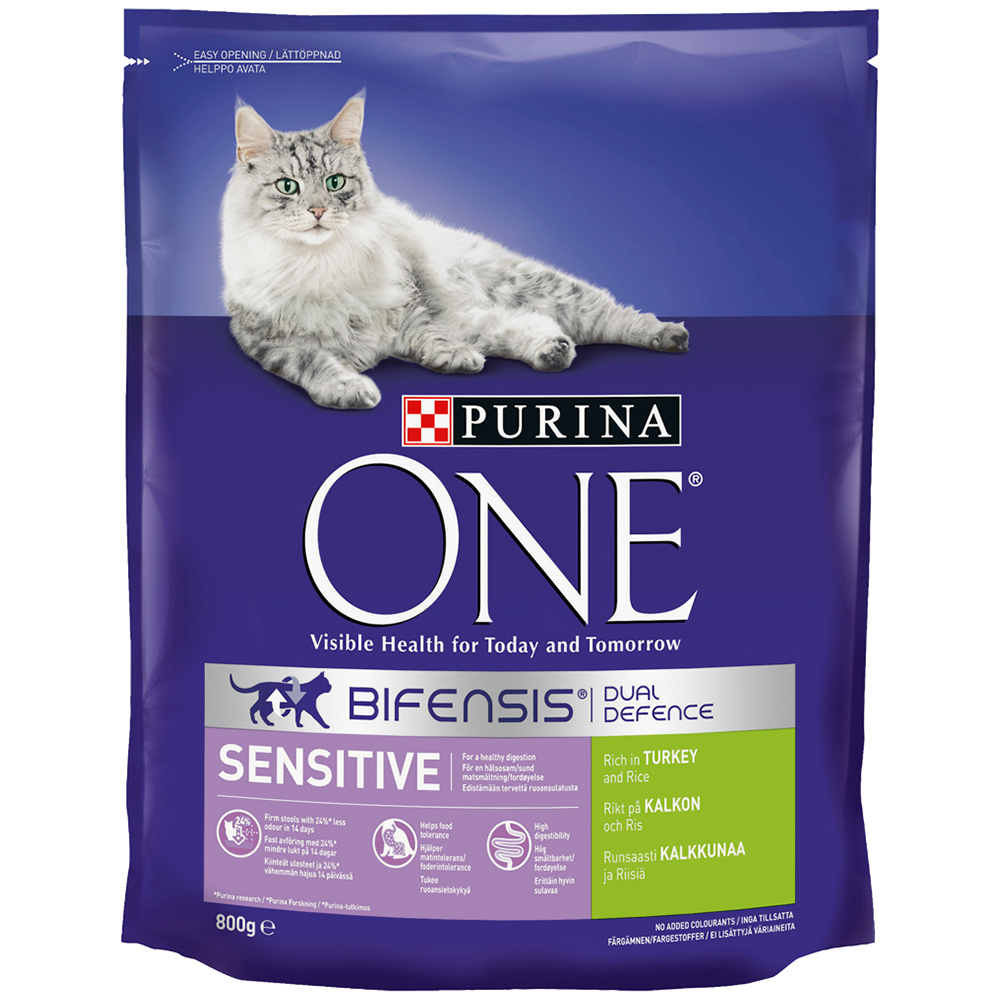 Purina ONE Turkey and Rice Adult Dry Cat Food 800g Image 2