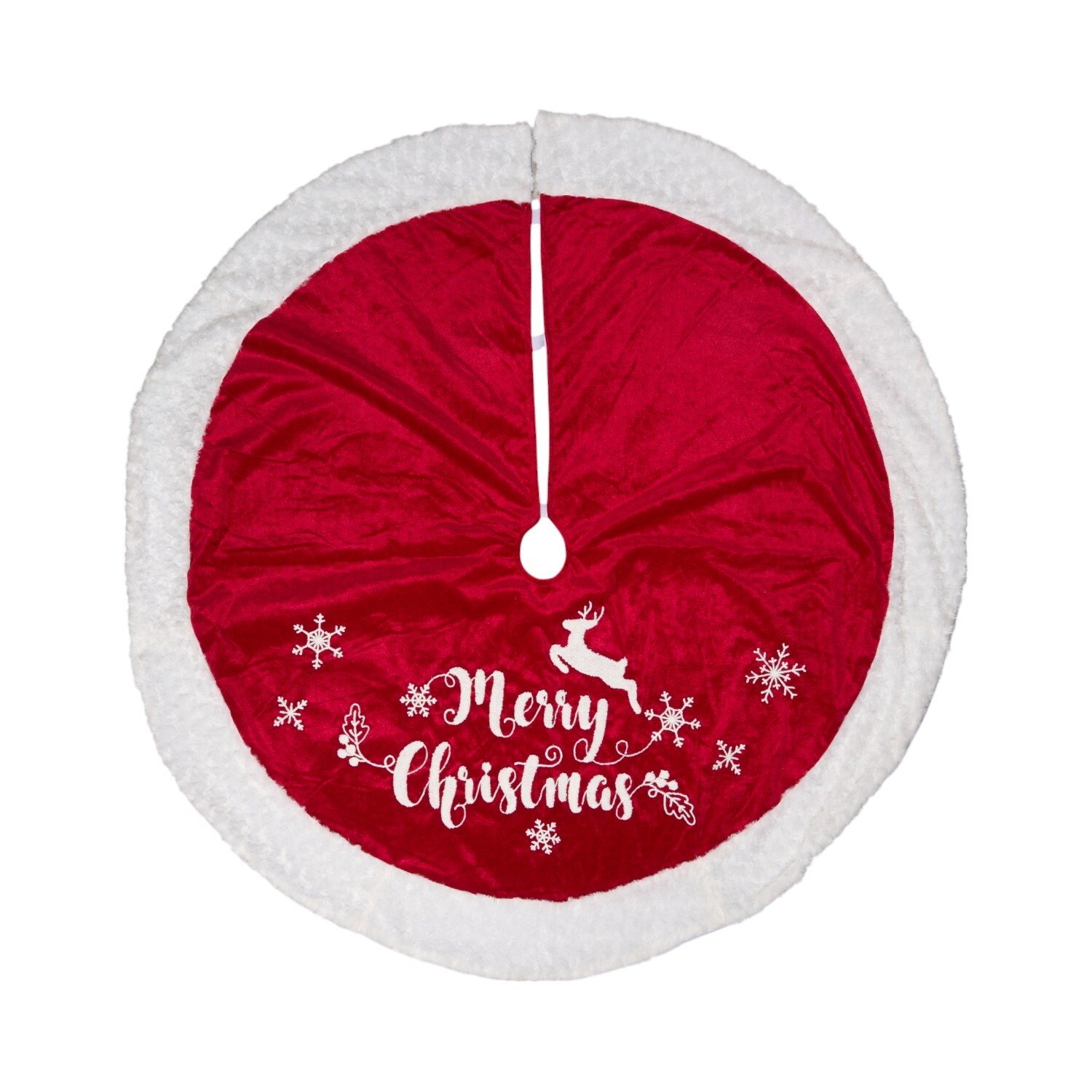 Classic Merry Christmas Tree Skirt Red Image 1