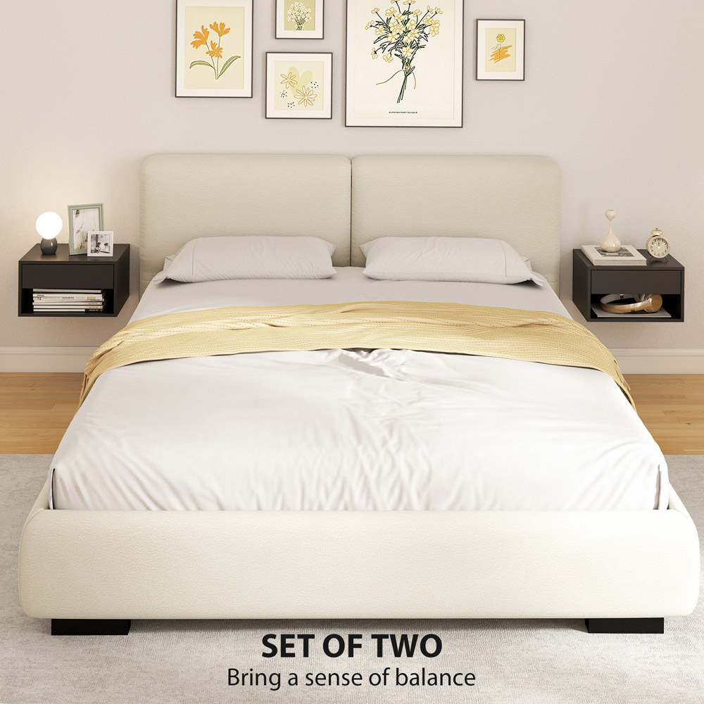 Portland Single Drawer Single Shelf Black Floating Nightstand Set of 2 Image 6