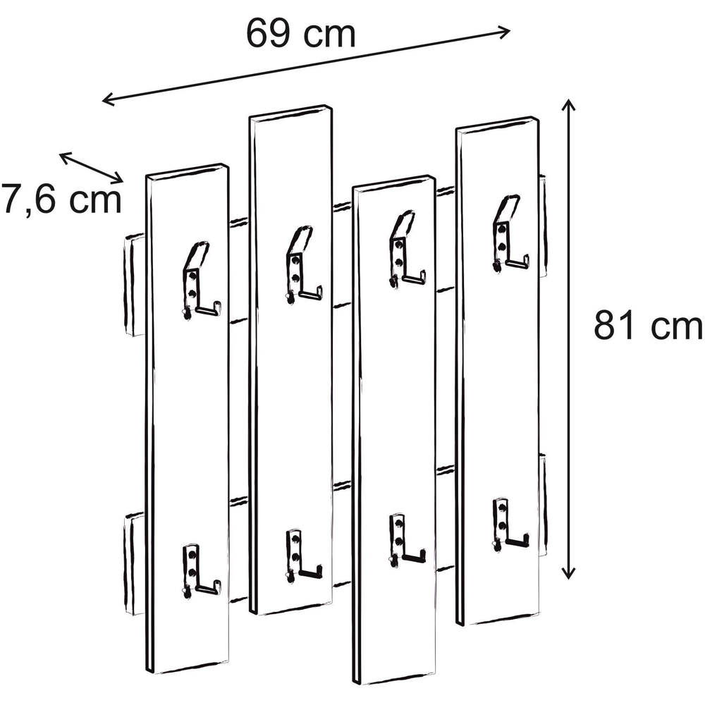 Decortie Wave 8 Hook Dark Oak Effect Coat Hanger Image 6