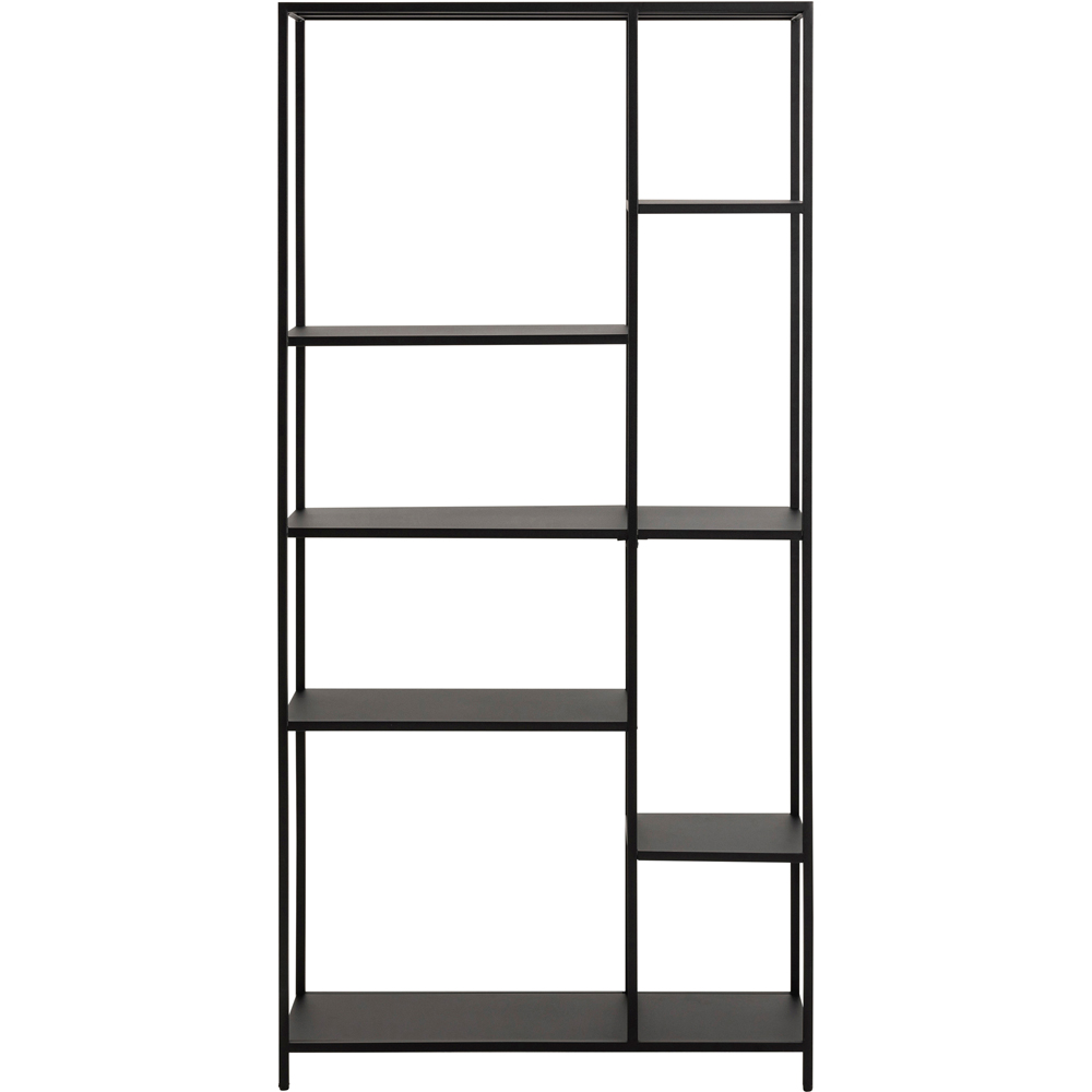 Florence Newcastle 7 Shelf Matt Black Asymmetrical Bookcase Image 3