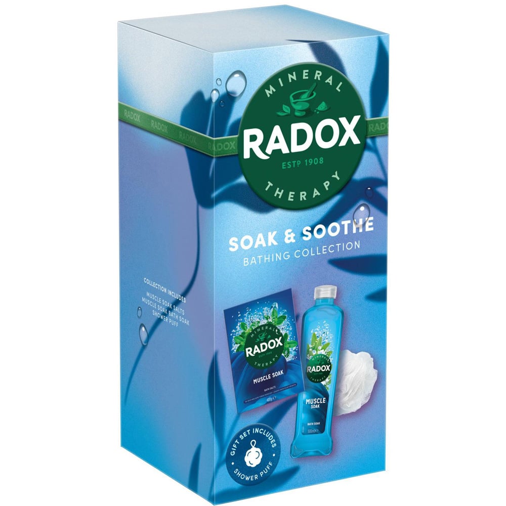 Radox Soak and Soothe Bathing Collection Muscle Soak Gel and Salts Gift Set 4 Pack Image 4