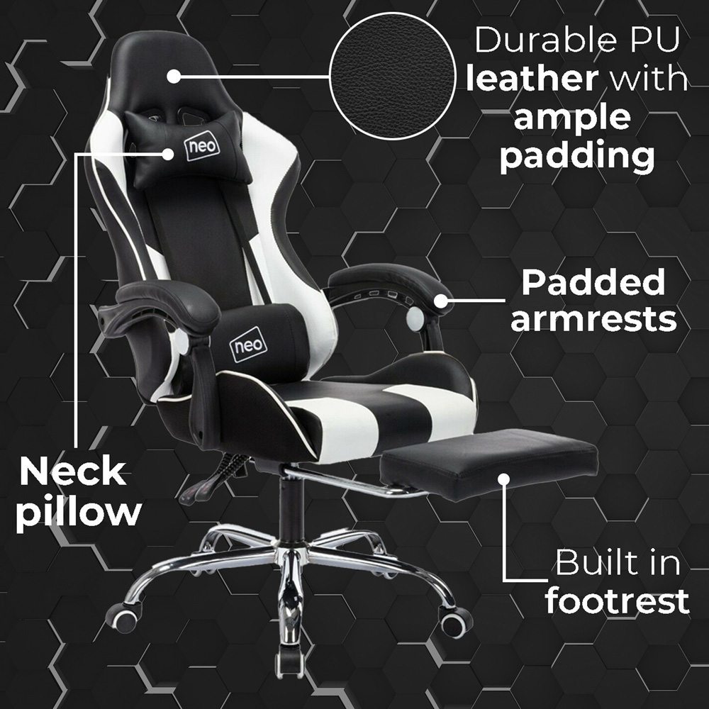 Neo White PU Leather Swivel Massage Office Chair Image 6