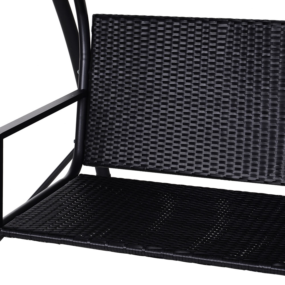 Outsunny 3 Seater Black Rattan Swing Chair Image 3