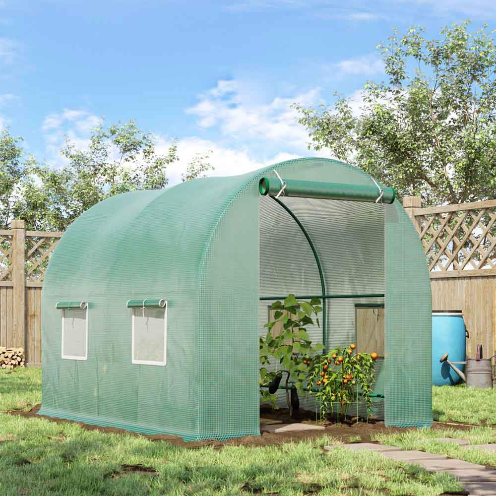 Outsunny Green PE Cloth 6.6 x 8.2ft Polytunnel Greenhouse Image 2