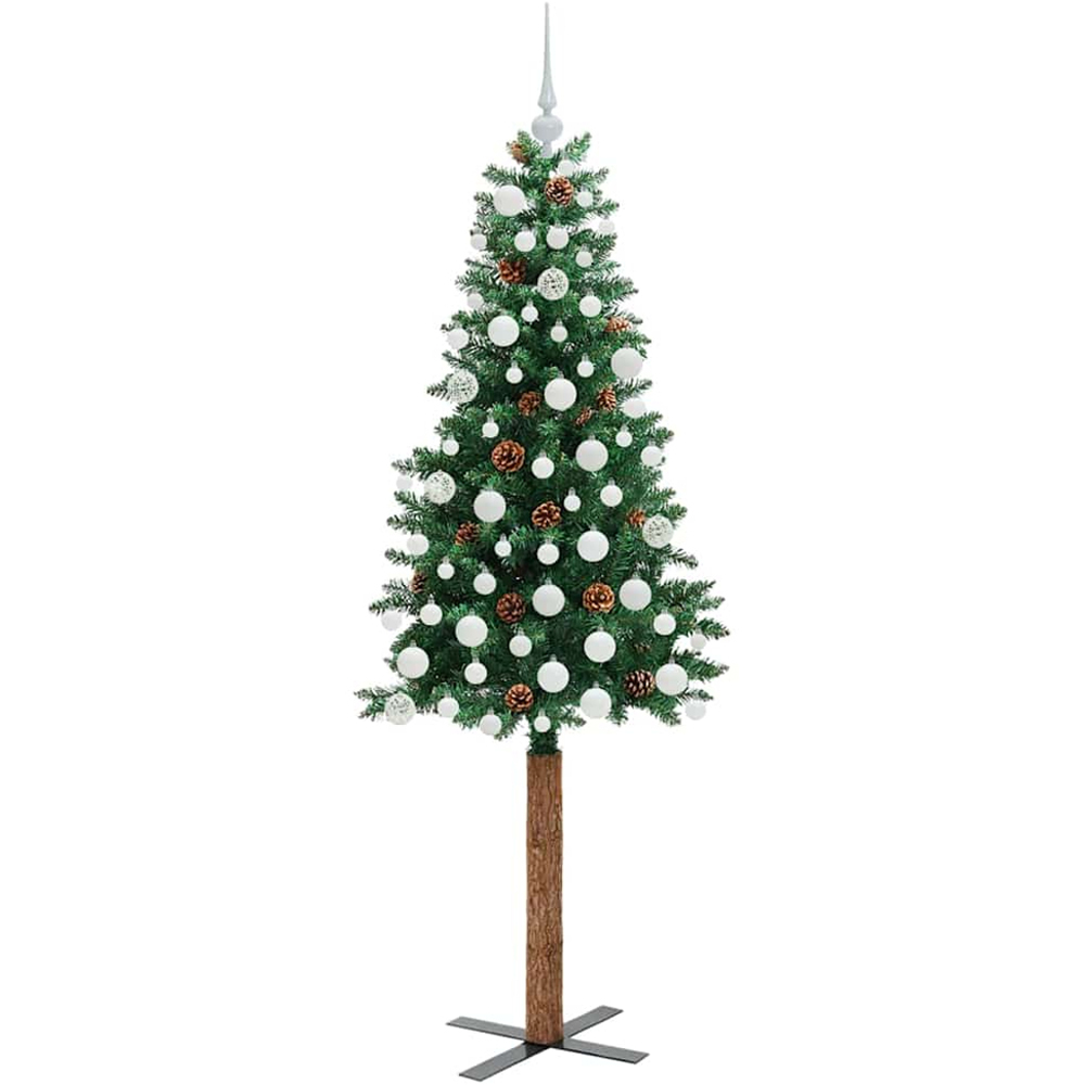 vidaXL Green Artificial Christmas Tree with Pinecones LEDs White Decoration Ornaments 6ft Image 4
