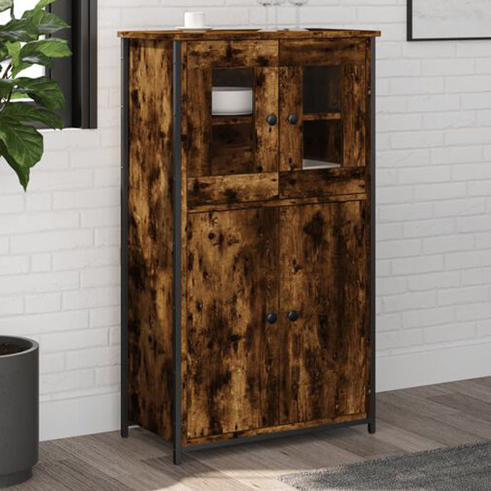vidaXL 4 Door Smoked Oak Highboard Image 1