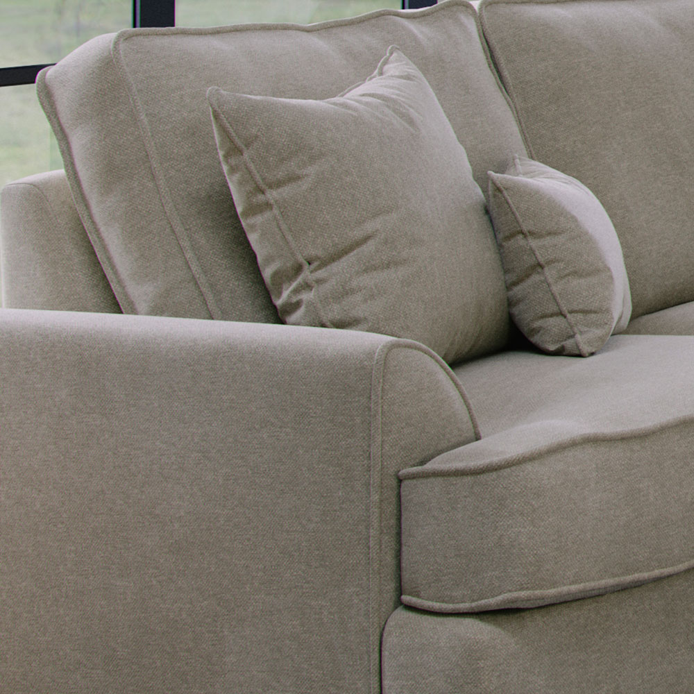 Alba City 3 Seater Stone Fabric Sofa Image 3