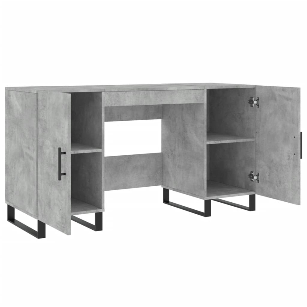 vidaXL 2 Door Computer Desk Concrete Grey Image 4