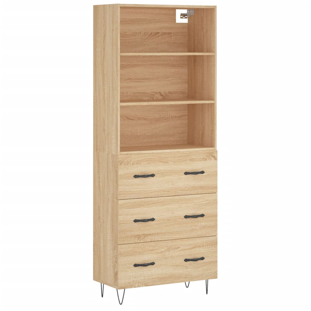 vidaXL 3 Drawer 3 Shelf Sonoma Oak Highboard Image 2