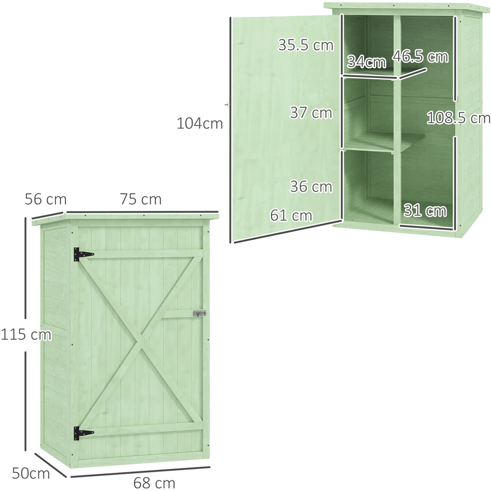 Outsunny 2.2 x 1.6ft 2 Shelf Green Garden Storage Shed Image 9