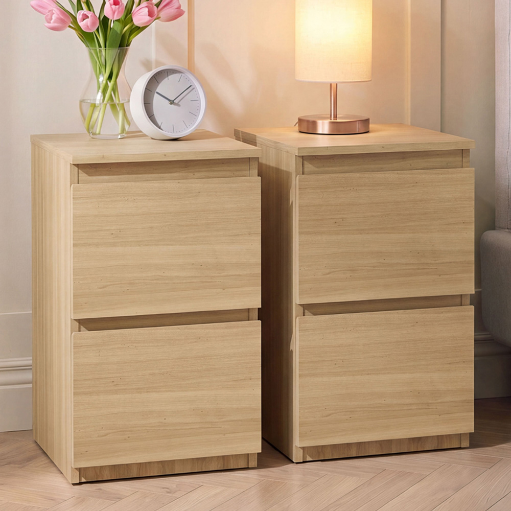 VIDA DESIGNS Denver 2 Drawer Pine Bedside Cabinet Set of 2 Image 1
