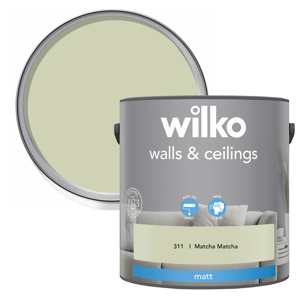 Wilko Walls & Ceilings Matcha Matt Emulsion Paint 2.5L Image 1