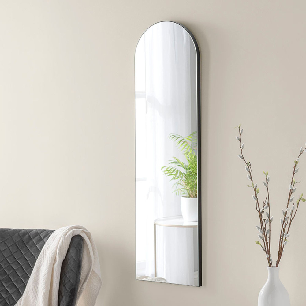 Yearn Black Arched Narrow Mirror 100 x 30cm Image 2