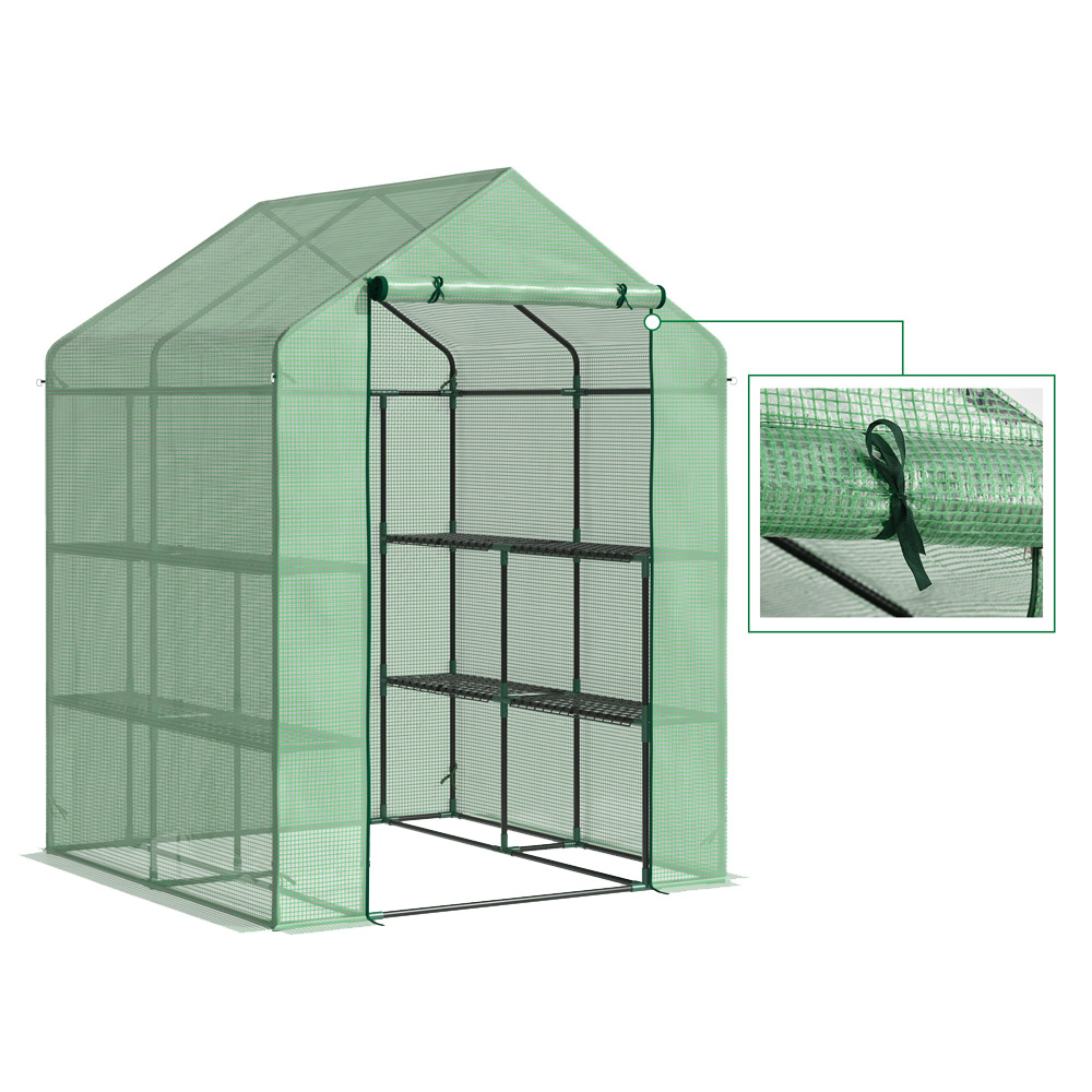Outsunny 2 Tier Green PE 4.6 x 4.5ft Garden Greenhouse Image 7