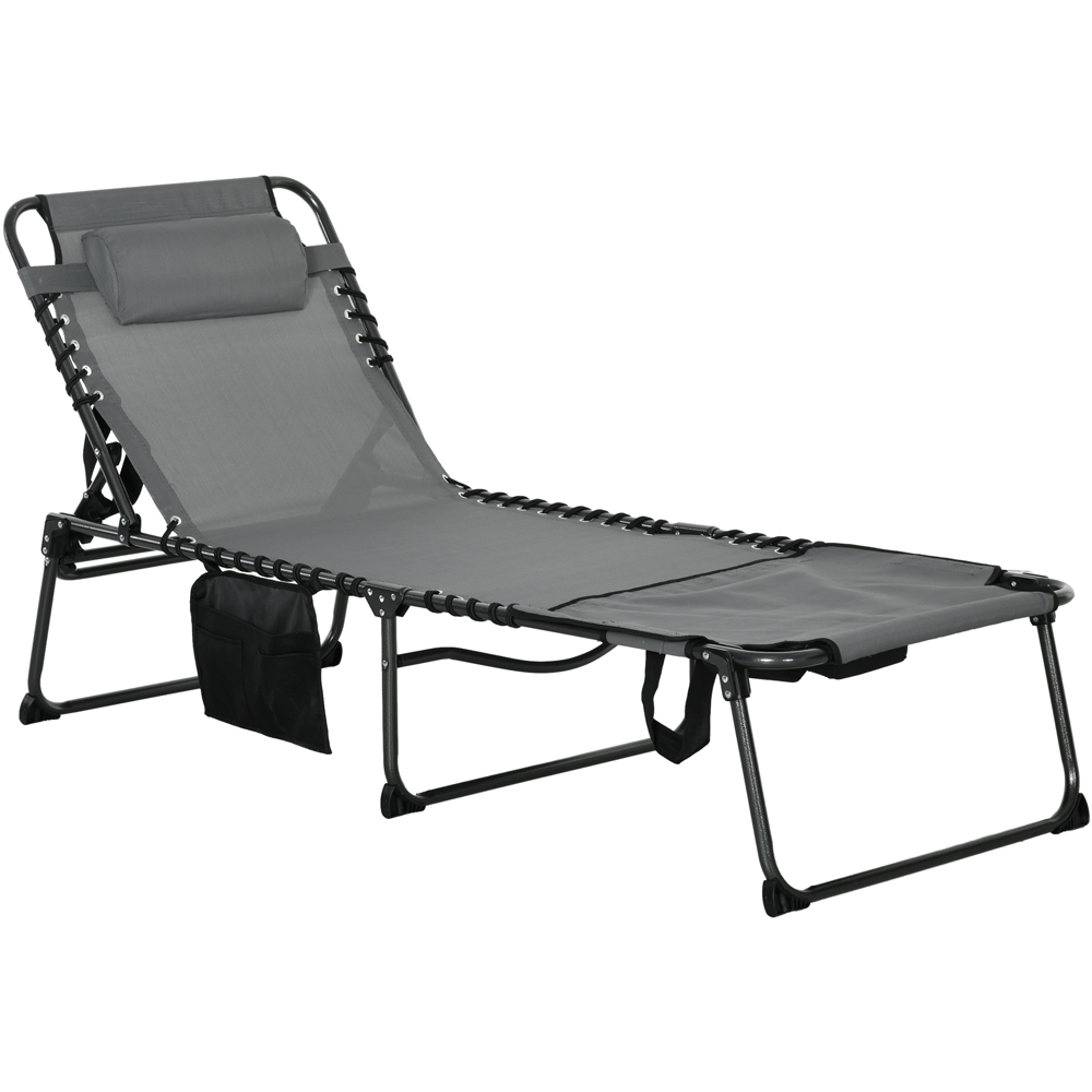Outsunny Grey Folding Recliner Sun Lounger Image 2