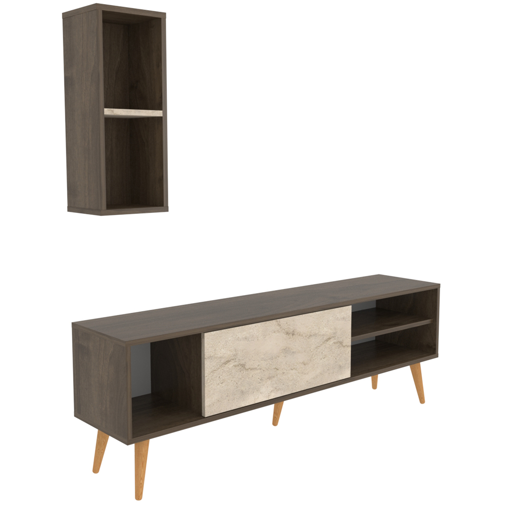 Decorotika Rans Walnut Traverter TV Stand for 55 inch TV Image 3
