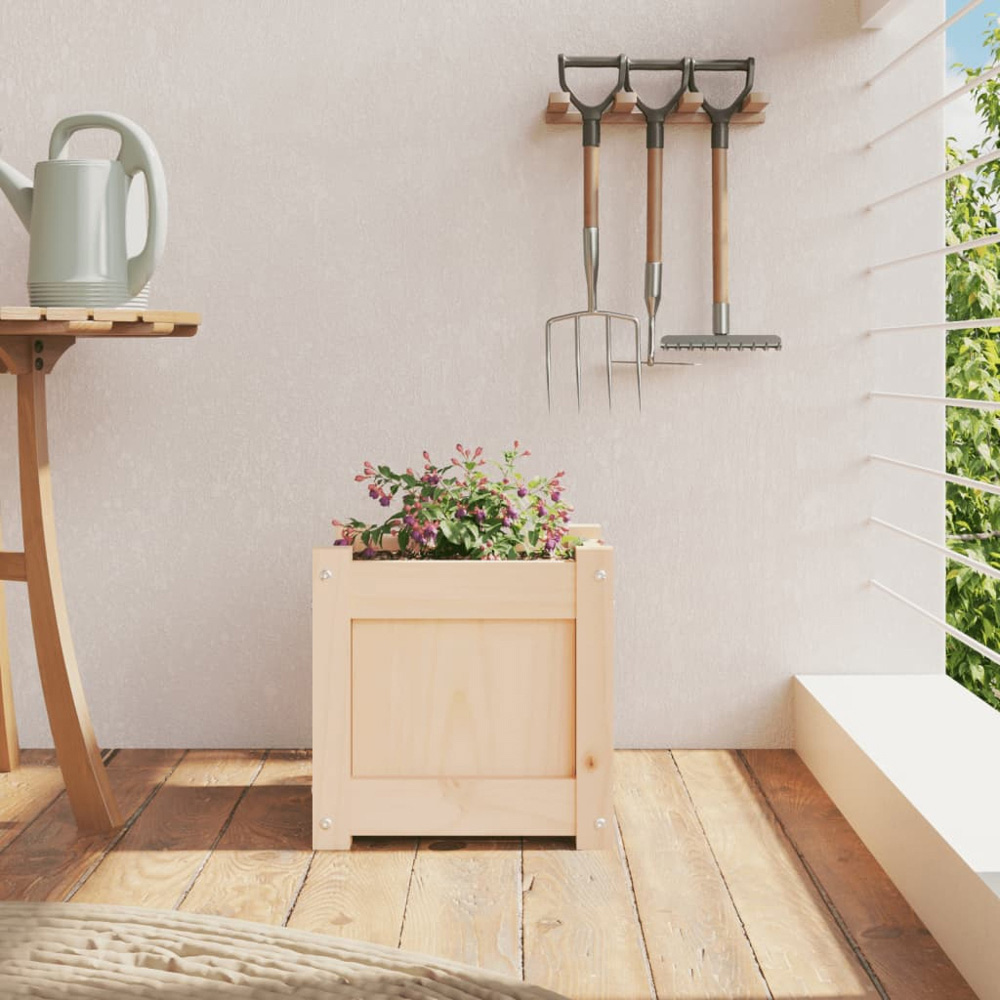 vidaXL Brown Pine Wood Garden Planter 31 x 31 x 31cm Image 2