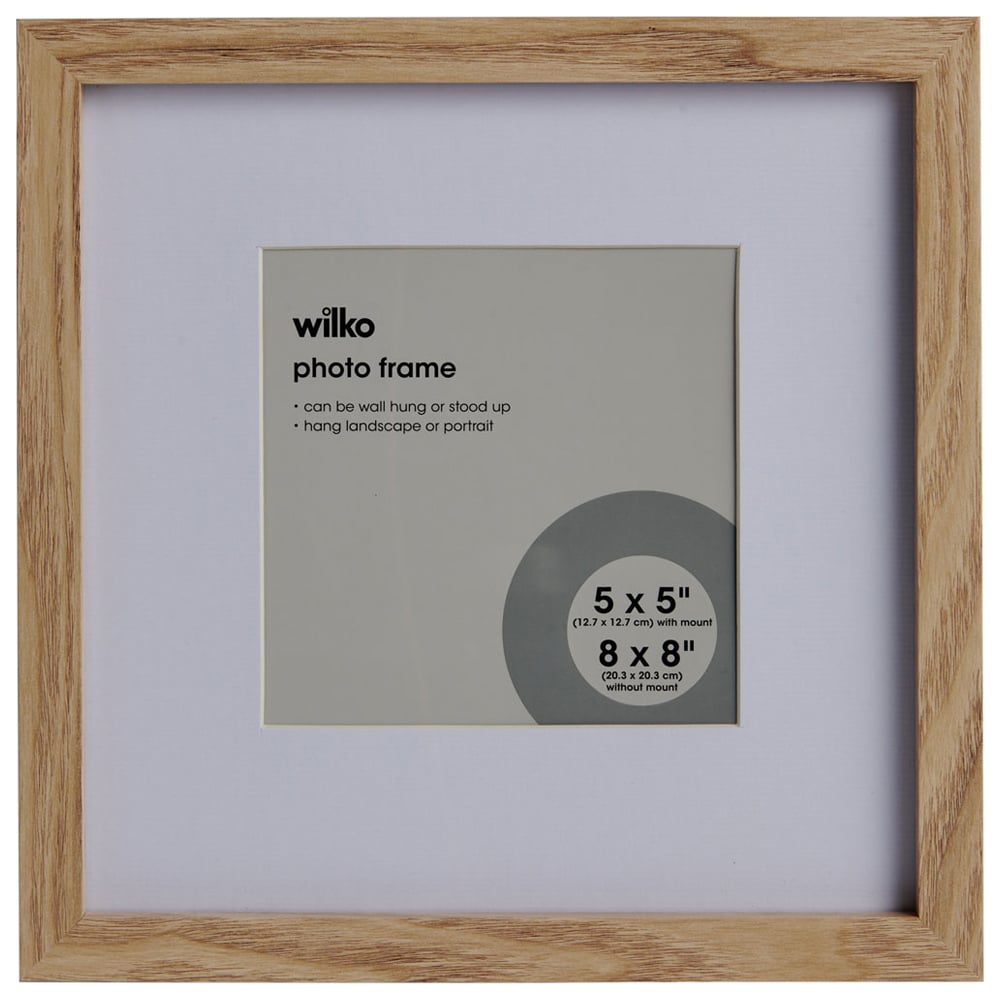 Wilko Square New Light Wood Effect Photo Frame 8 x 8inch Image 1