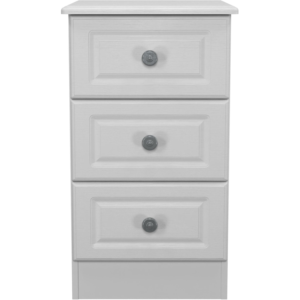 Crowndale Pembroke 3 Drawer Grey Ash Bedside Cabinet Ready Assembled Image 2