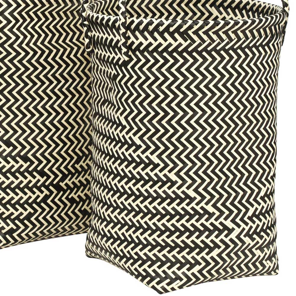 Premier Housewares Black and White Woven Storage Baskets 2 Set Image 5