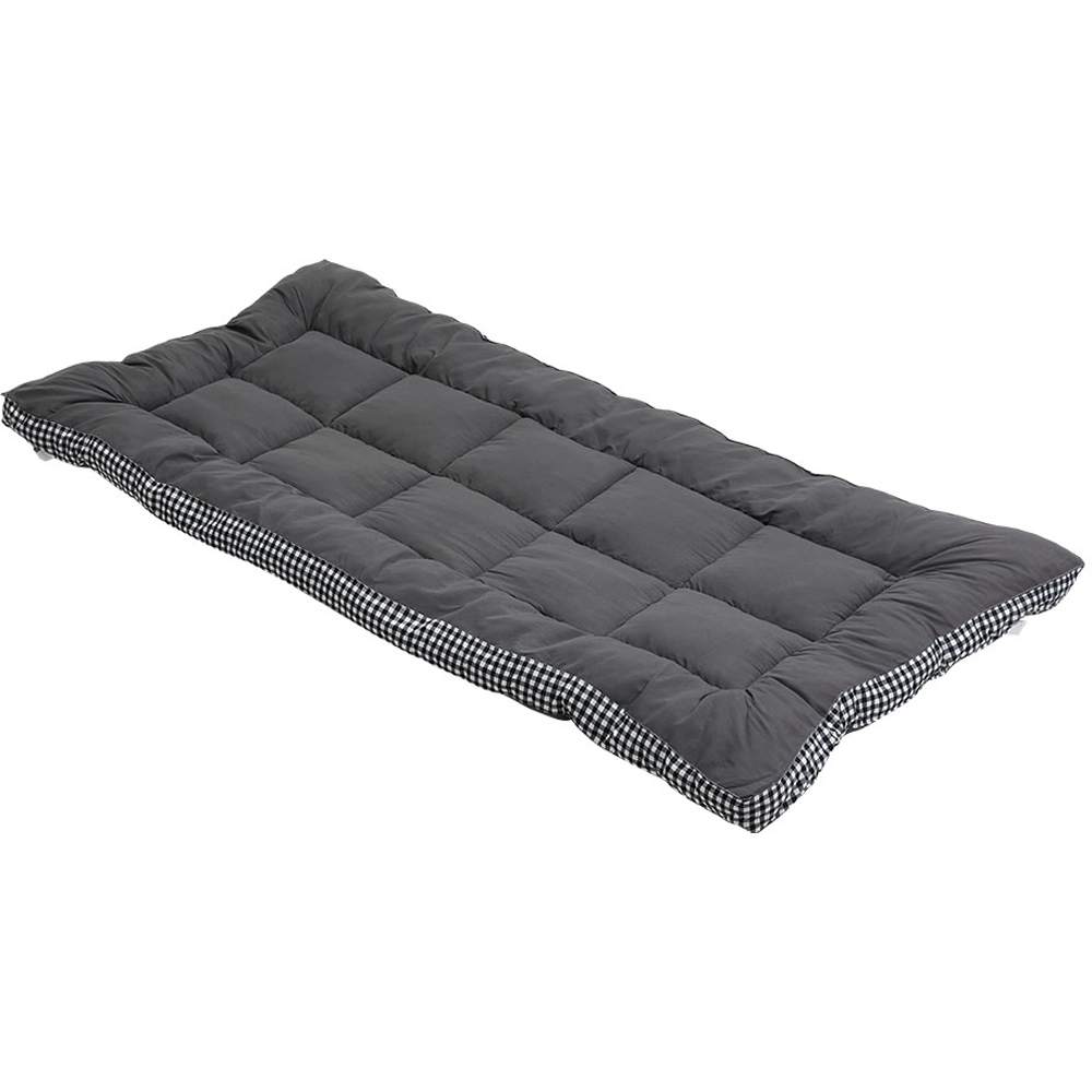 Living and Home Single Grey Solid and Plaid Quilted Mattress Topper Image 1