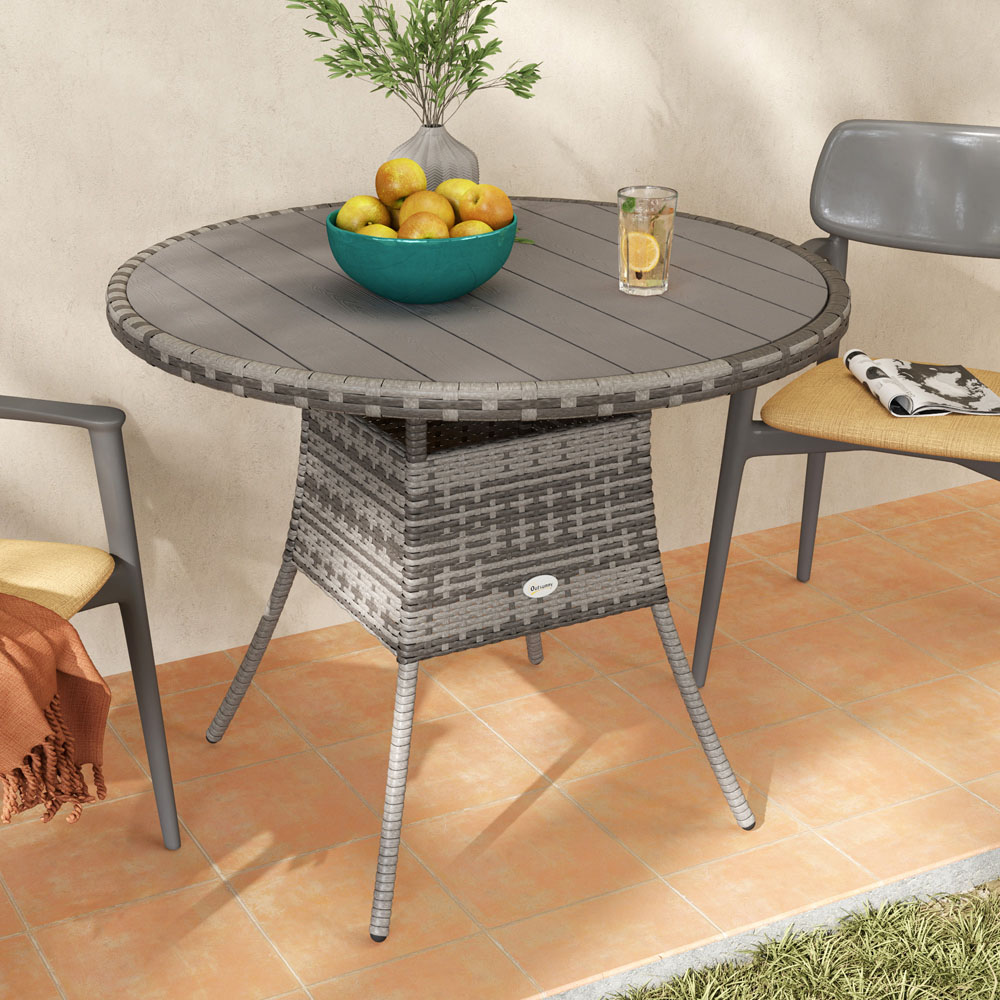 Outsunny 4 Seater Rattan Outdoor Dining Table Grey Image 3