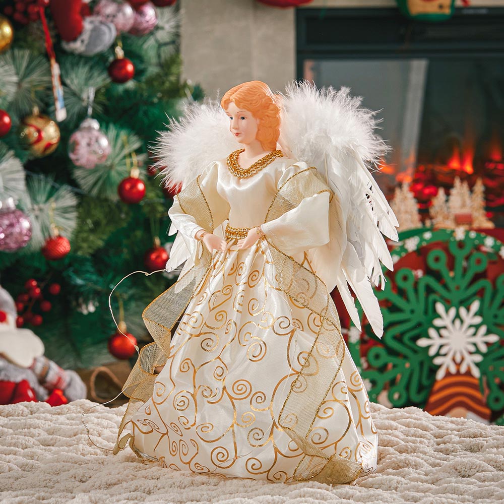 Living and Home Gold Angel Christmas Tree Topper with Lights Image 6