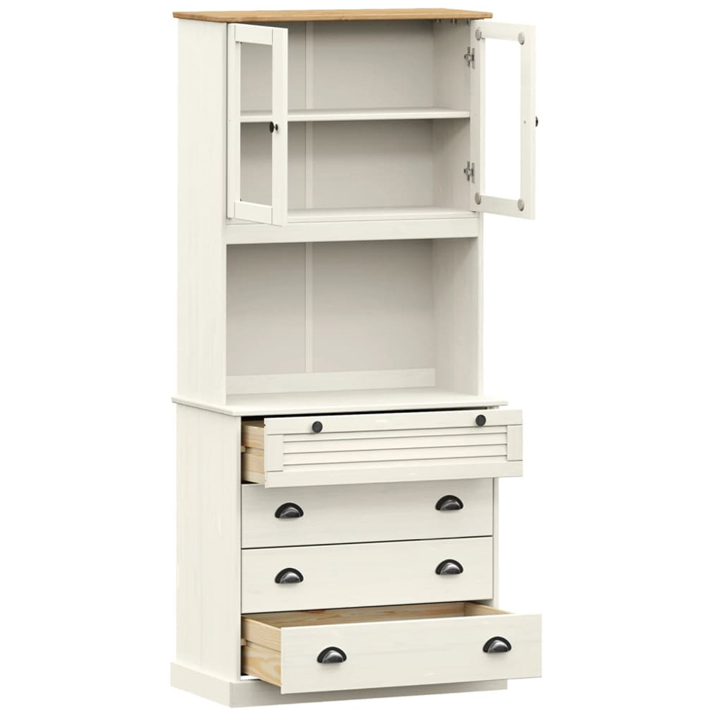 vidaXL Vigo 2 Glass Door 4 Drawer White Highboard Image 4