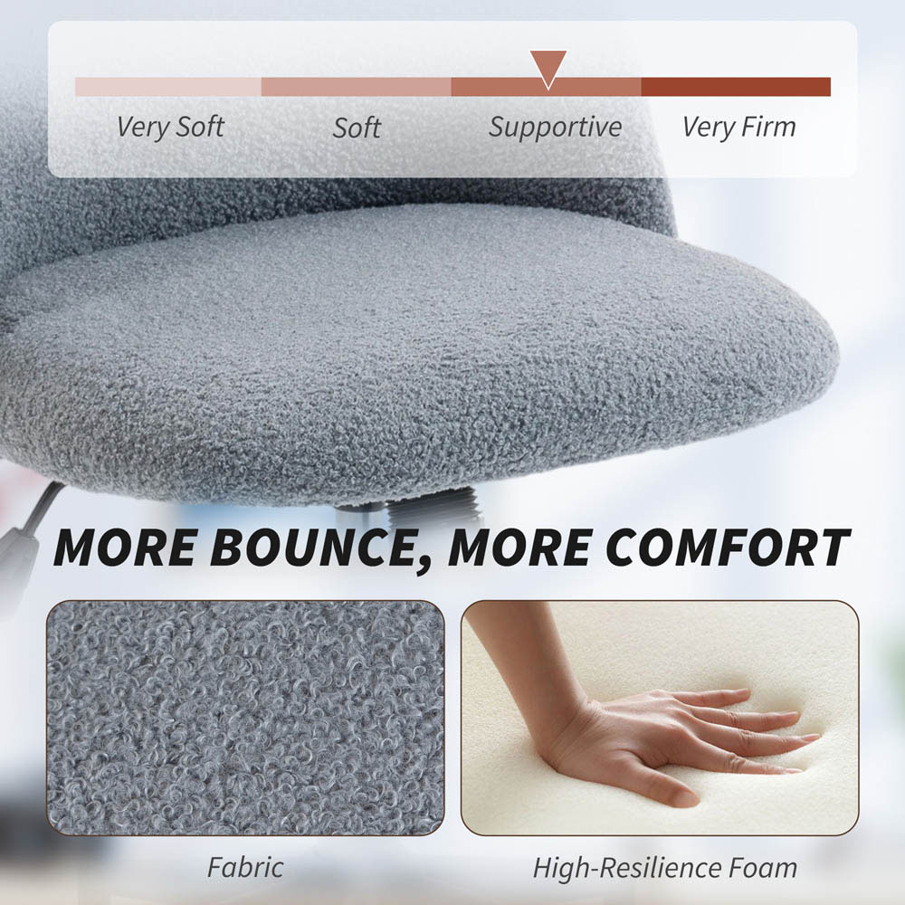 Portland Grey Teddy Fleece Height Adjustable Swivel Office Chair Image 7
