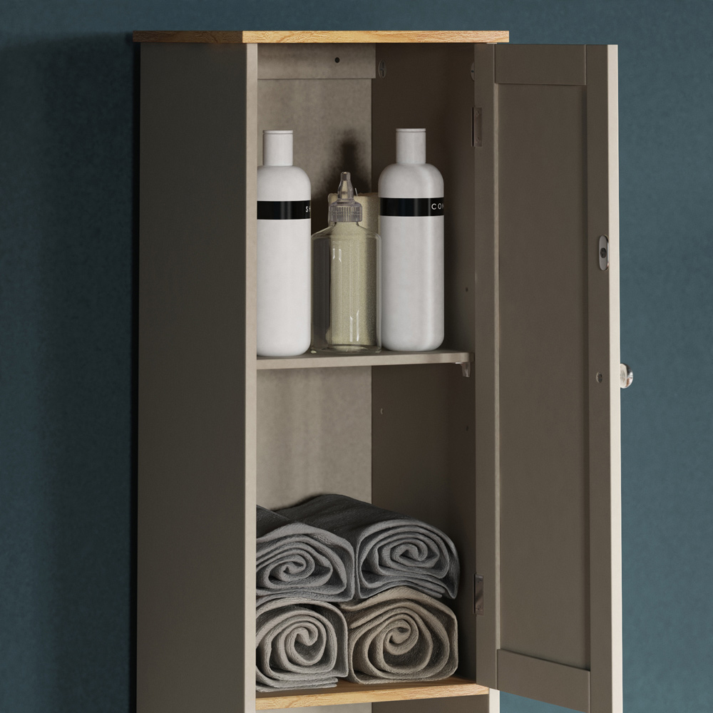 Lassic Bath Vida Priano Single Drawer 2 Door Mirrored Tall Floor Cabinet Image 3