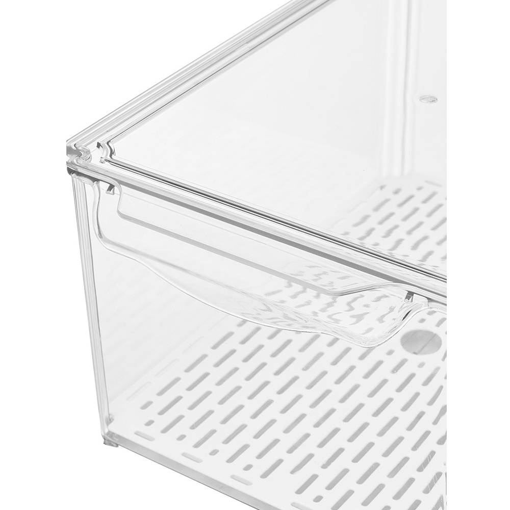 Living and Home Clear Stackable Fridge Organiser Storage Box Set with Draining Board 7 Pack Image 3