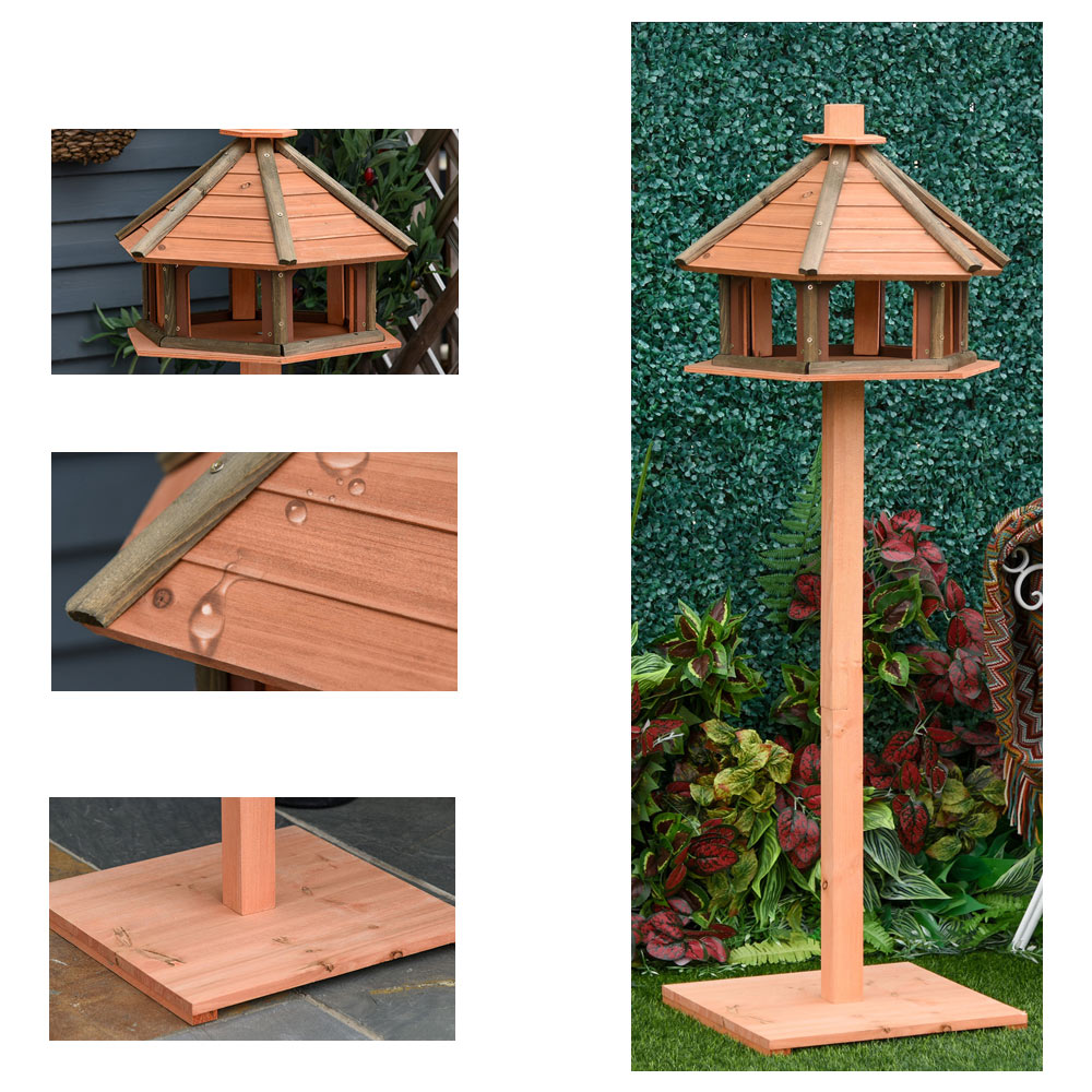 PawHut Wooden Square Base Bird Feeding Station Image 3