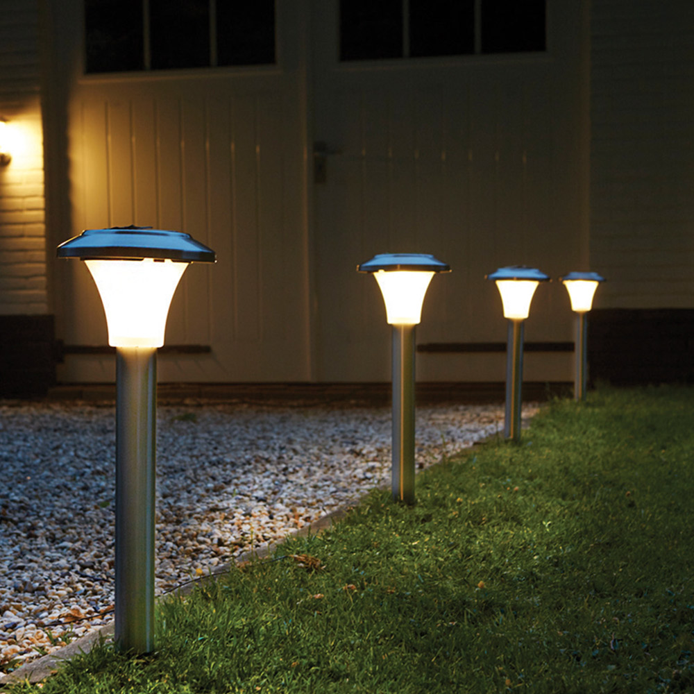 Luxform Global Calais Solar Post Light in Stainless Steel Image 4