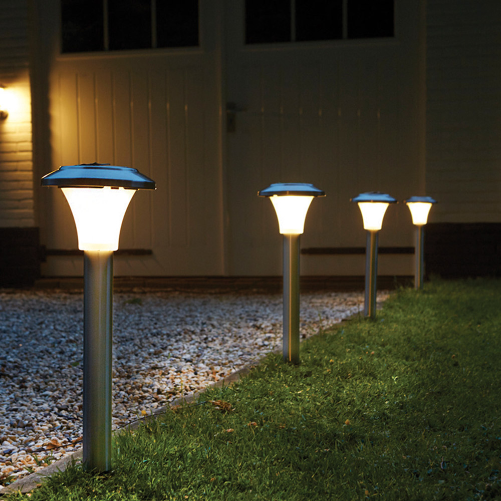 Luxform Calais Solar Post Light in Stainless Steel Image 4