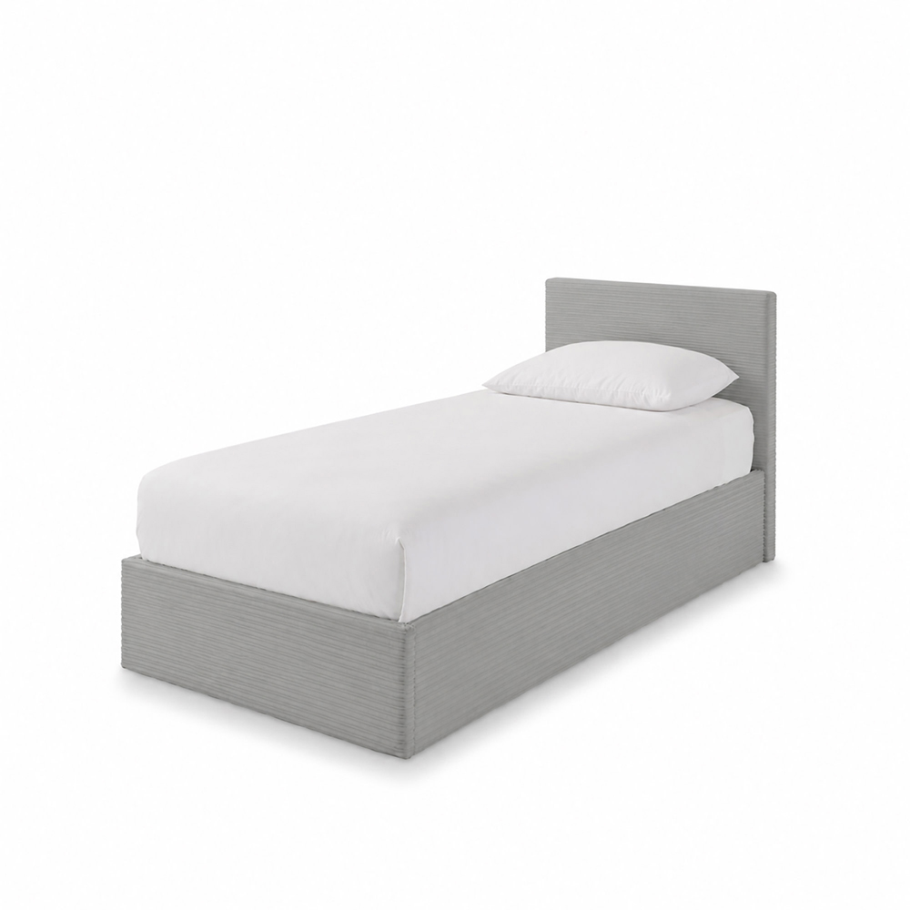 GFW Single Grey Corduroy End Lift Ottoman Bed Image 2